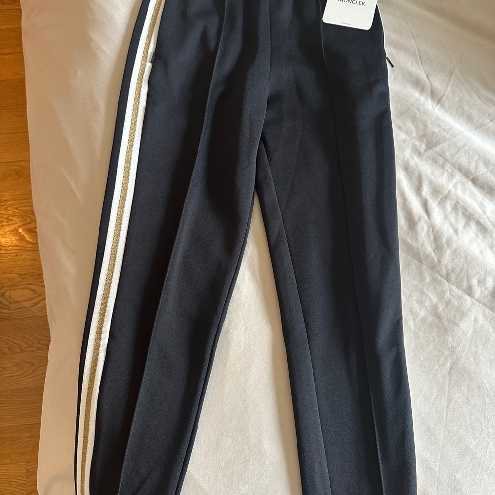 Moncler Black Sweatpants with Elastic Waistband and Side Stripe